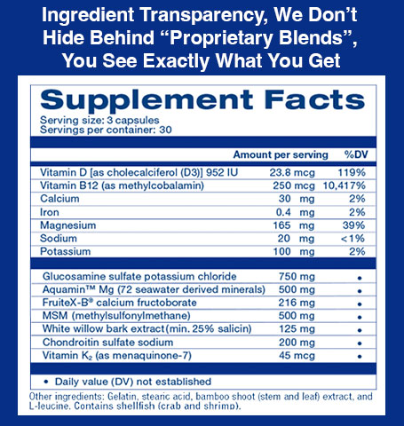 Super Joint Support® Supplement Facts panel
